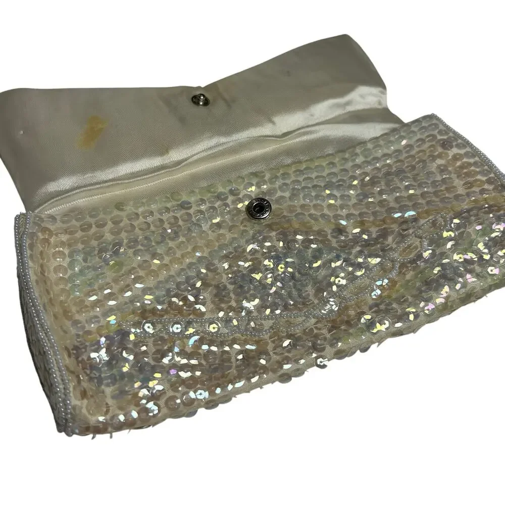 VTG 50s La Regale Beaded Sequin Clutch Evening Bag Handbag Small Bridal Coquette